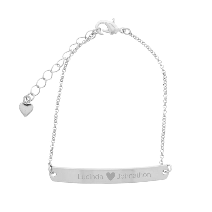 Personalised Silver Tone Heart Bar Bracelet - part of the Gifts Finder Bracelets collection