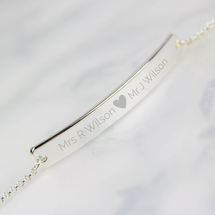 Personalised Silver Tone Heart Bar Bracelet - part of the Gifts Finder Bracelets collection