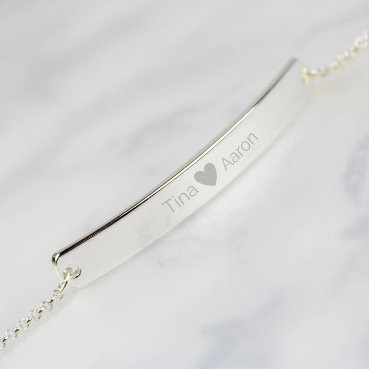 Personalised Silver Tone Heart Bar Bracelet - part of the Gifts Finder Bracelets collection