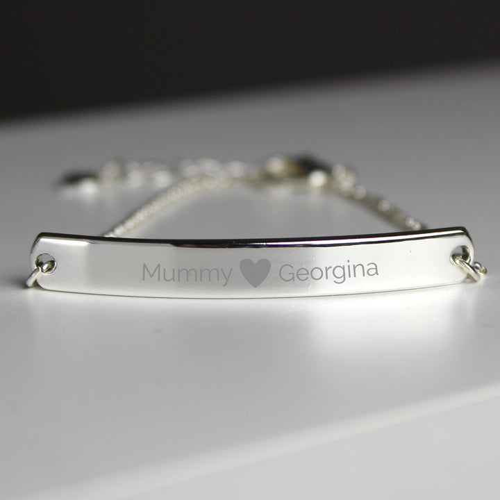 Personalised Silver Tone Heart Bar Bracelet - part of the Gifts Finder Bracelets collection