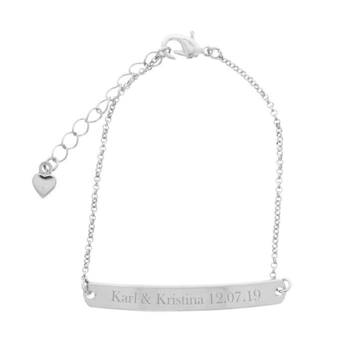 Buy Personalised Silver Tone Bar Bracelet at www.giftsfinder.co.uk