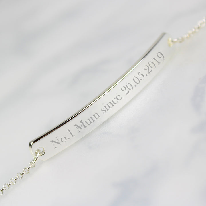 Buy Personalised Silver Tone Bar Bracelet at www.giftsfinder.co.uk