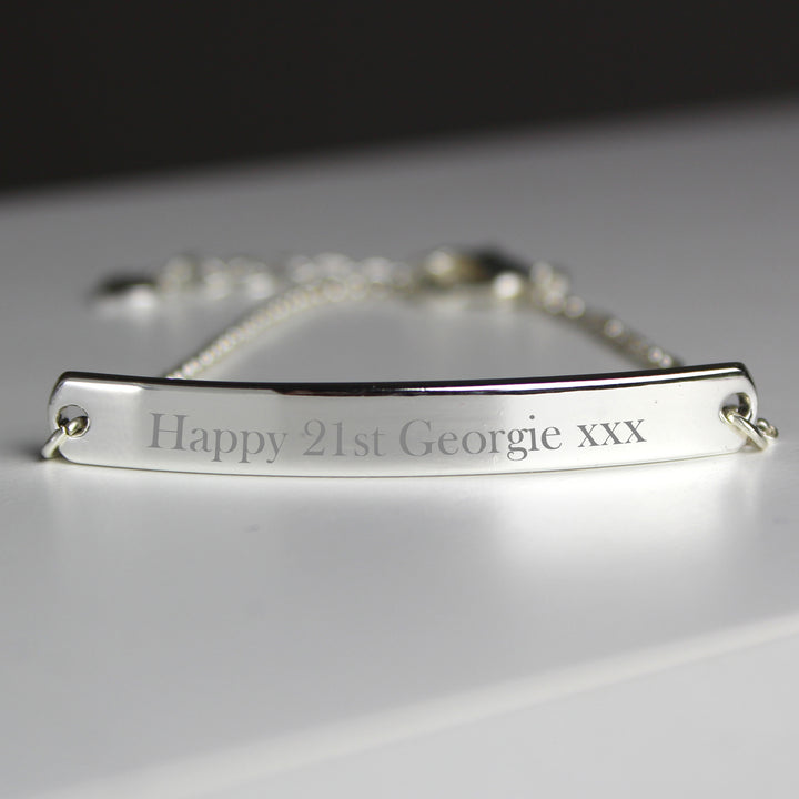 Buy Personalised Silver Tone Bar Bracelet at www.giftsfinder.co.uk