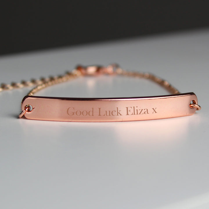 Personalised Rose Gold Tone Bar Bracelet - part of the Gifts Finder Bracelets collection