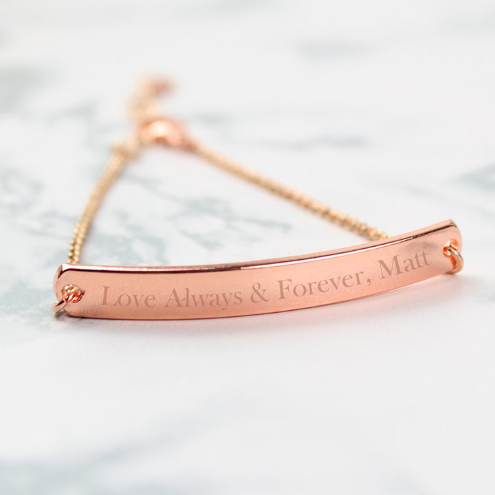 Personalised Rose Gold Tone Bar Bracelet - part of the Gifts Finder Bracelets collection