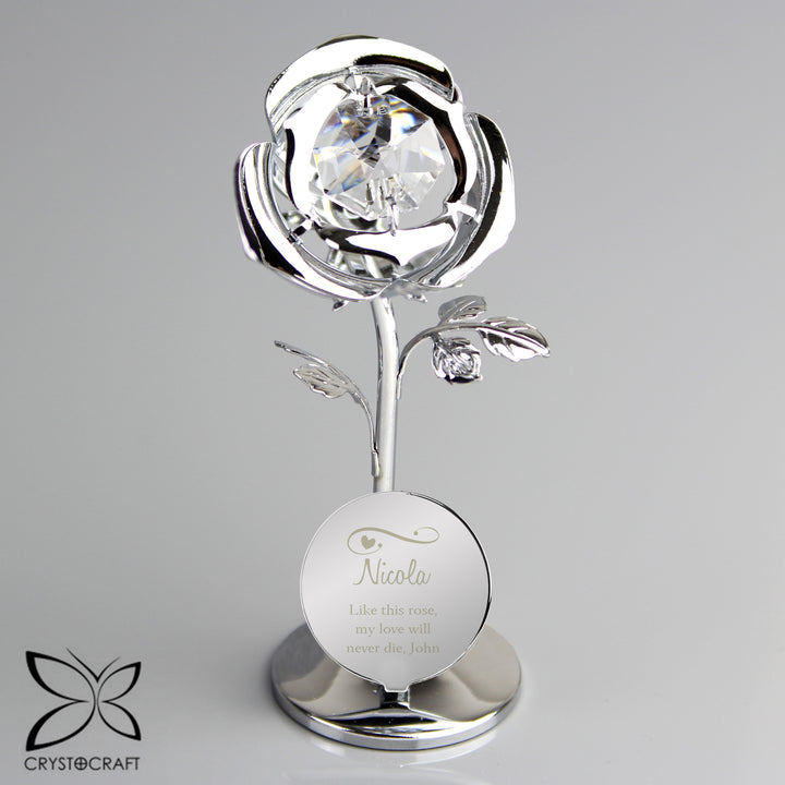 Personalised Swirls & Hearts Crystocraft Rose Ornament in gift category Personalised Ornaments & Keepsakes