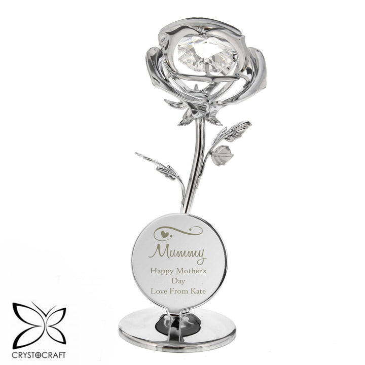 Personalised Swirls & Hearts Crystocraft Rose Ornament in gift category Personalised Ornaments & Keepsakes