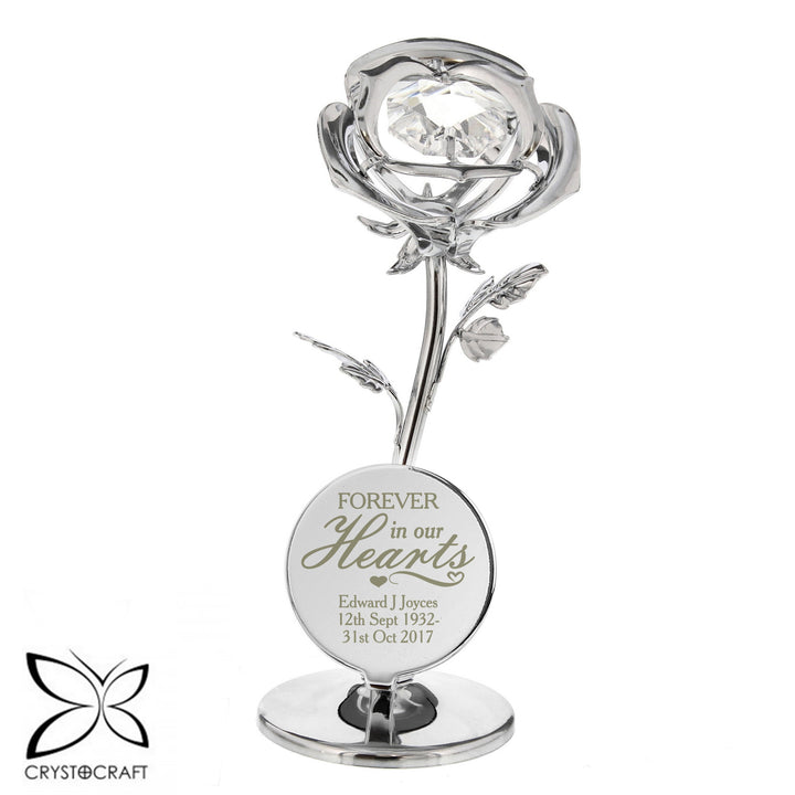 Buy Personalised Forever in Our Hearts Crystocraft Rose Ornament available now at www.giftsfinder.co.uk