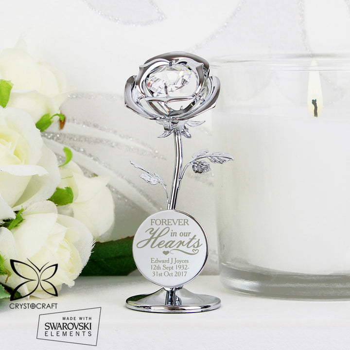 Buy Personalised Forever in Our Hearts Crystocraft Rose Ornament available now at www.giftsfinder.co.uk