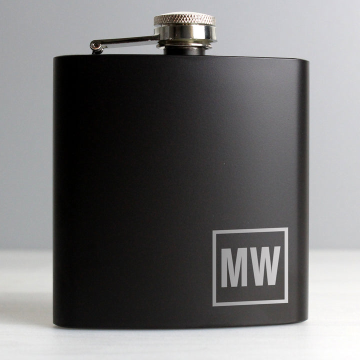 Buy Personalised Initials Black Hip Flask at www.giftsfinder.co.uk