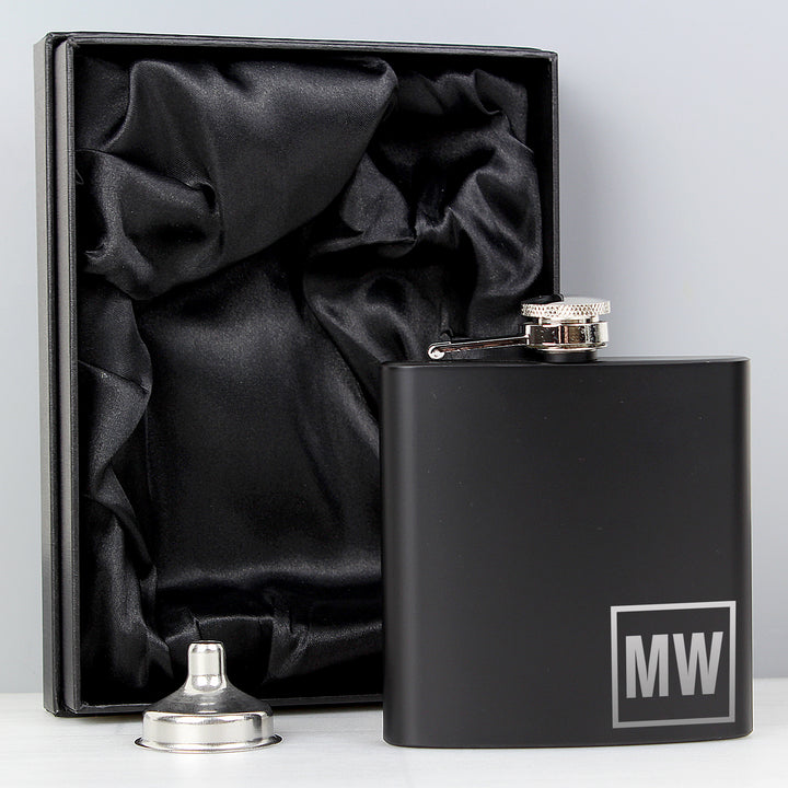 Buy Personalised Initials Black Hip Flask at www.giftsfinder.co.uk