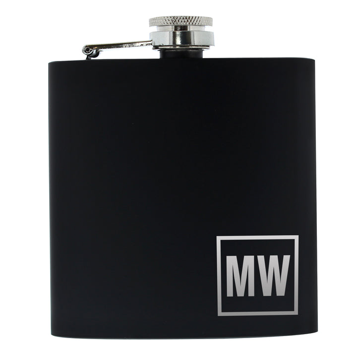 Buy Personalised Initials Black Hip Flask at www.giftsfinder.co.uk