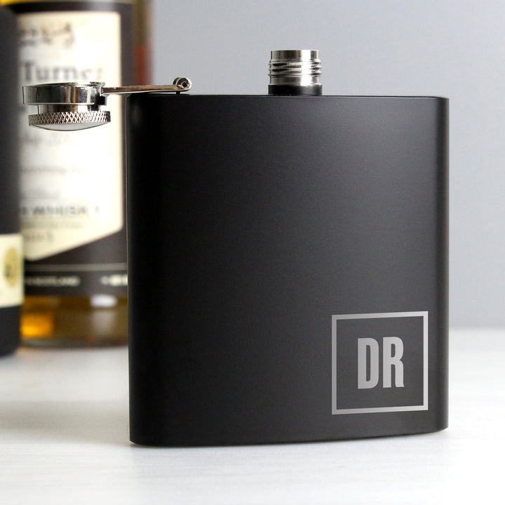 Buy Personalised Initials Black Hip Flask at www.giftsfinder.co.uk