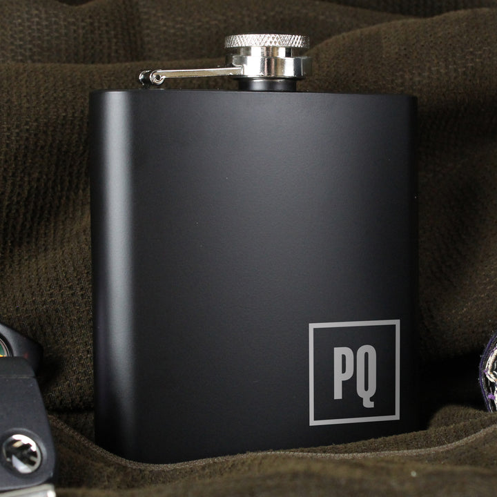 Buy Personalised Initials Black Hip Flask at www.giftsfinder.co.uk