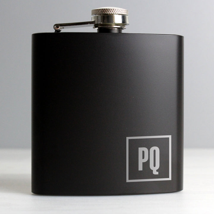 Buy Personalised Initials Black Hip Flask at www.giftsfinder.co.uk