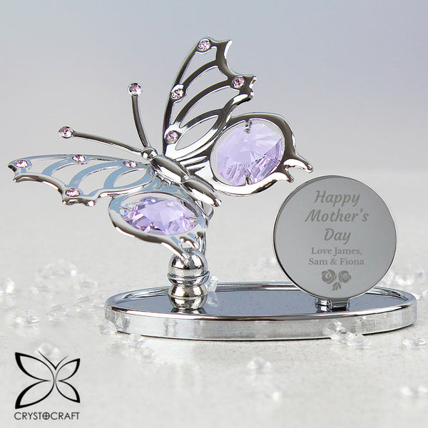 Buy Personalised Happy Mothers Day Crystocraft Butterfly available now at www.giftsfinder.co.uk