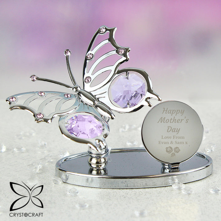 Buy Personalised Happy Mothers Day Crystocraft Butterfly available now at www.giftsfinder.co.uk