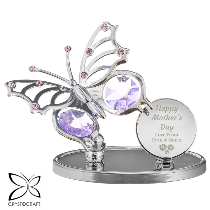 Buy Personalised Happy Mothers Day Crystocraft Butterfly available now at www.giftsfinder.co.uk