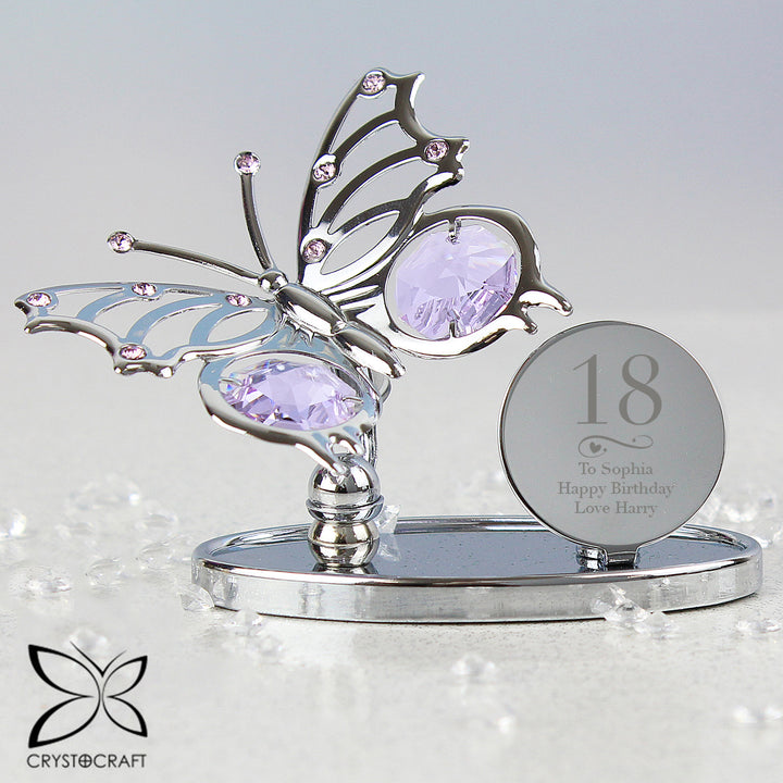 Personalised Swirls & Hearts Birthday Crystocraft Butterfly - part of the Gifts Finder Personalised Birthday Gifts collection