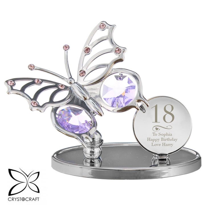 Personalised Swirls & Hearts Birthday Crystocraft Butterfly - part of the Gifts Finder Personalised Birthday Gifts collection