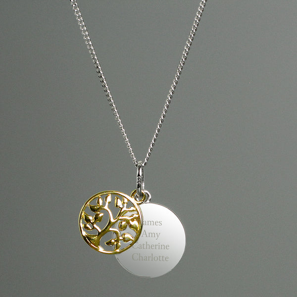 Buy Personalised Sterling Silver & 9ct Gold Family Tree Of Life Necklace at www.giftsfinder.co.uk