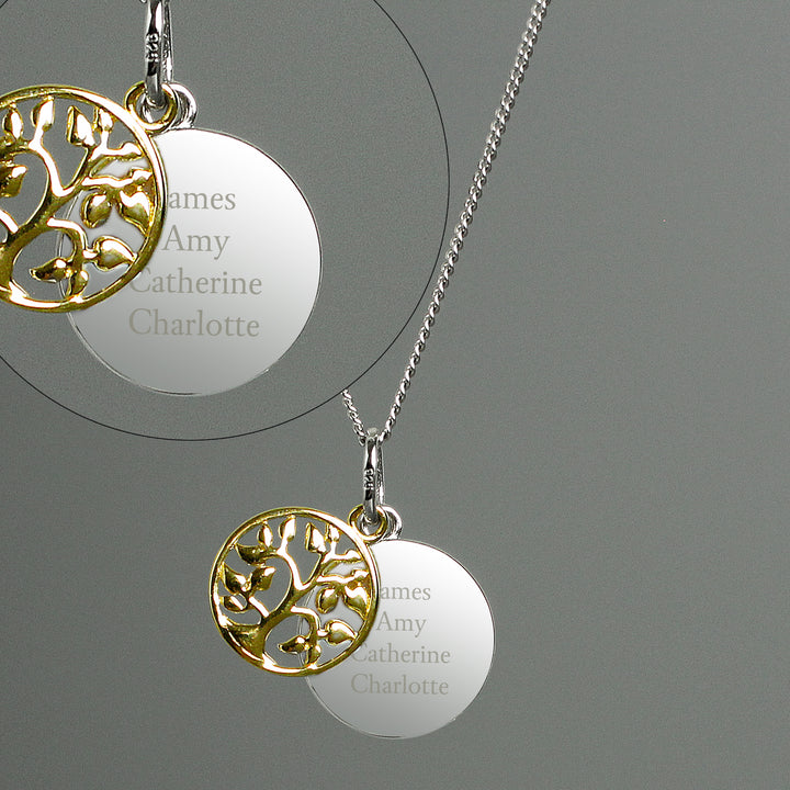 Buy Personalised Sterling Silver & 9ct Gold Family Tree Of Life Necklace at www.giftsfinder.co.uk