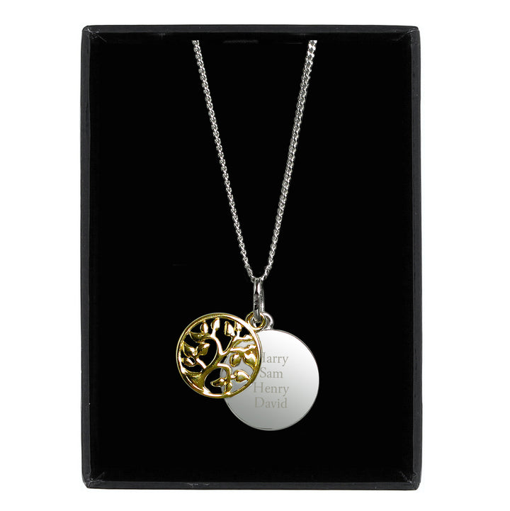 Buy Personalised Sterling Silver & 9ct Gold Family Tree Of Life Necklace at www.giftsfinder.co.uk