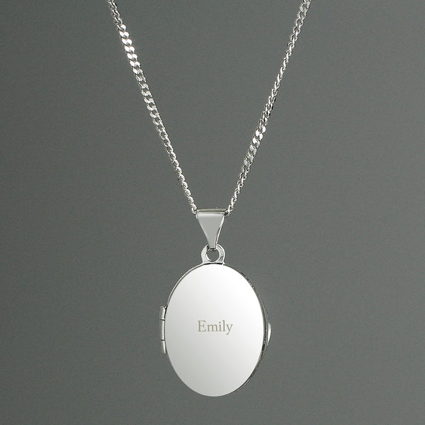 Buy Personalised Sterling Silver Oval Locket Necklace at www.giftsfinder.co.uk