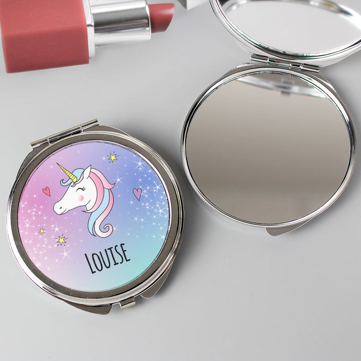 Personalised Unicorn Compact Mirror - part of the Personalised Compact Mirrors collection