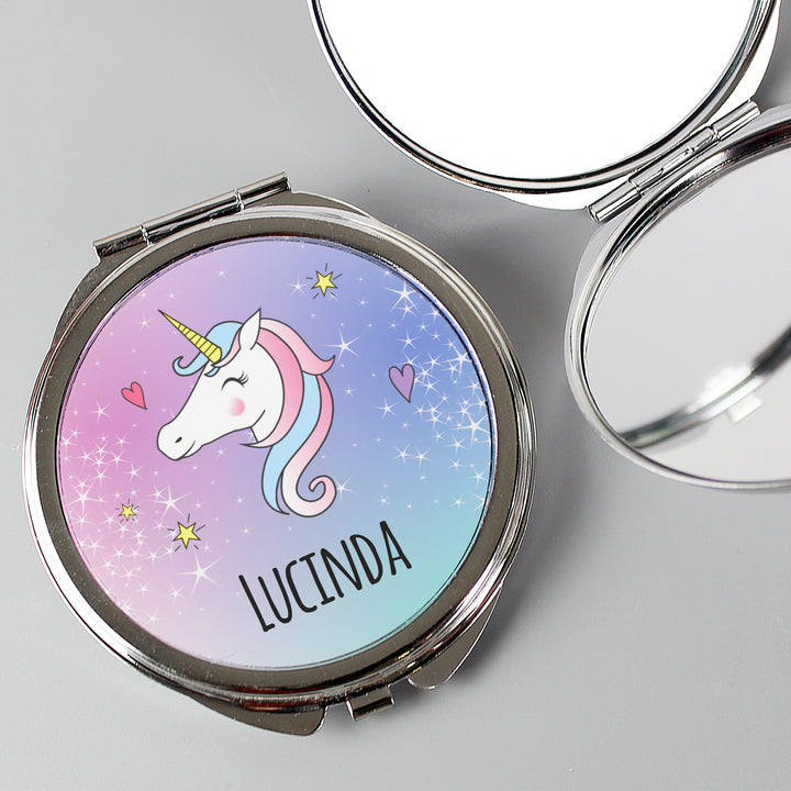 Personalised Unicorn Compact Mirror - part of the Personalised Compact Mirrors collection