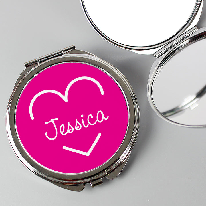 Buy Personalised Pink Name Island Compact Mirror at www.giftsfinder.co.uk