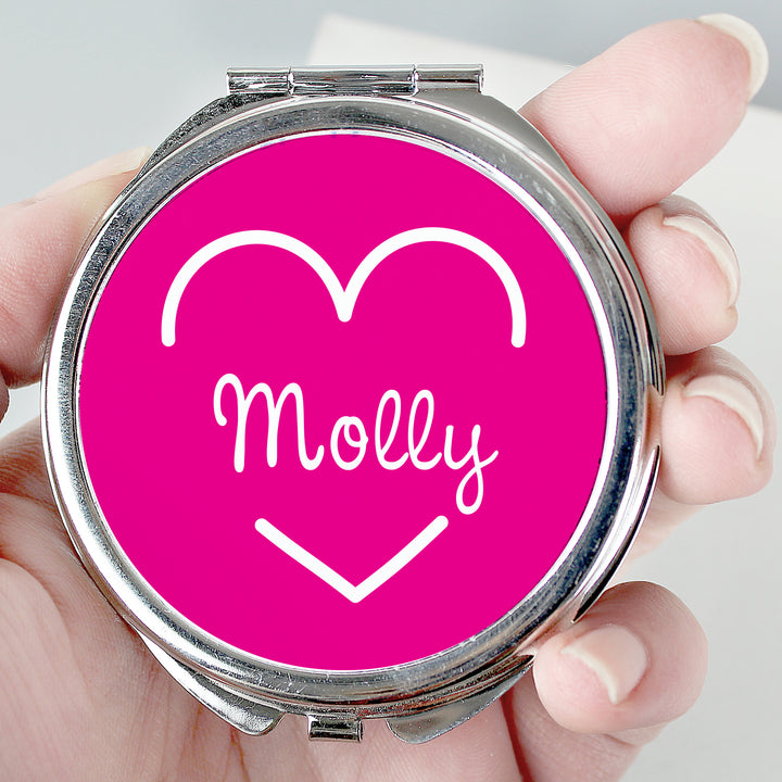 Personalised Pink Name Compact Mirror - part of the Gifts Finder Personalised Compact Mirrors collection