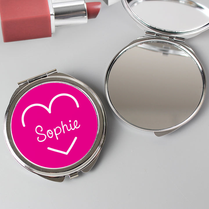 Buy Personalised Pink Name Island Compact Mirror at www.giftsfinder.co.uk