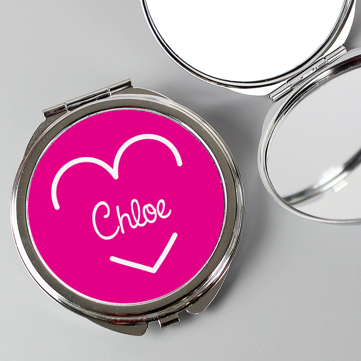 Personalised Pink Name Compact Mirror - part of the Gifts Finder Personalised Compact Mirrors collection