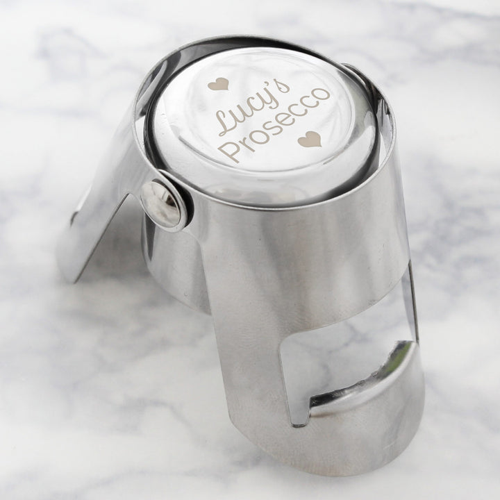 Buy Personalised Heart Motif Prosecco Bottle Stopper available now at www.giftsfinder.co.uk