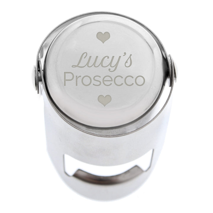 Buy Personalised Heart Motif Prosecco Bottle Stopper available now at www.giftsfinder.co.uk