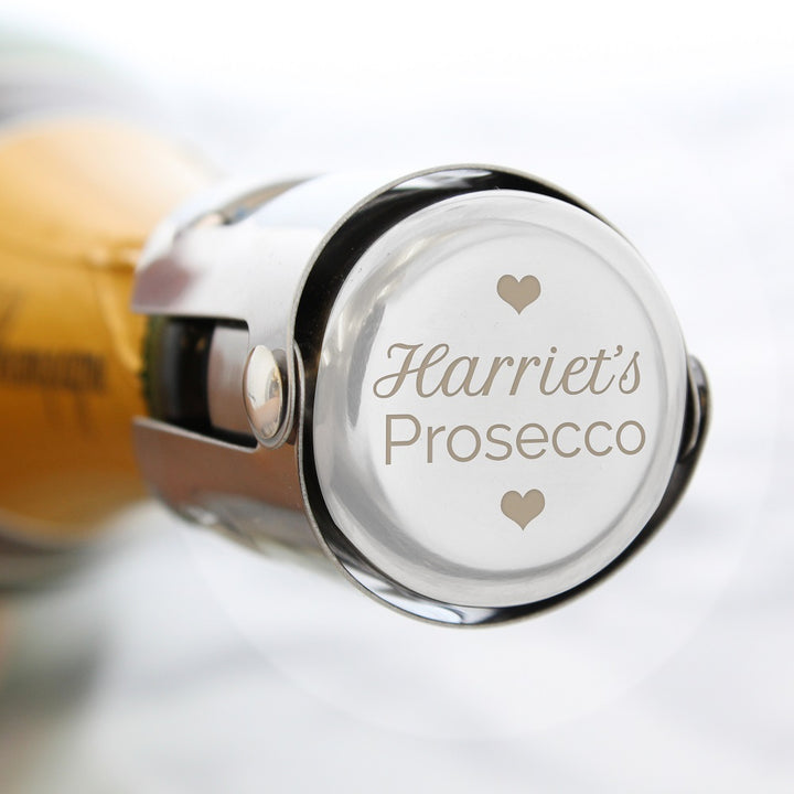 Buy Personalised Heart Motif Prosecco Bottle Stopper available now at www.giftsfinder.co.uk