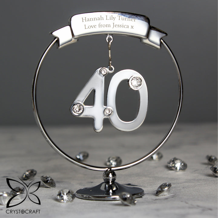 Personalised Crystocraft 40th Celebration Ornament - part of the Gifts Finder Personalised Ornaments & Keepsakes collection