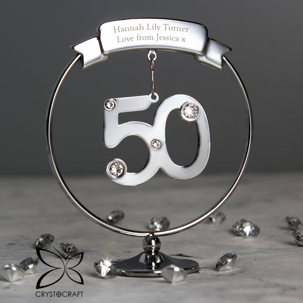 Buy Personalised Crystocraft 50th Celebration Ornament available now at www.giftsfinder.co.uk