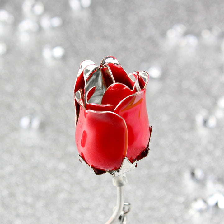 Buy Personalised Swirls & Hearts Red Rose Bud Ornament at www.giftsfinder.co.uk