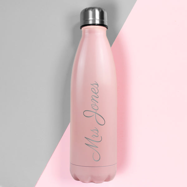 Buy Personalised Pink Metal Insulated Drinks Bottle at www.giftsfinder.co.uk