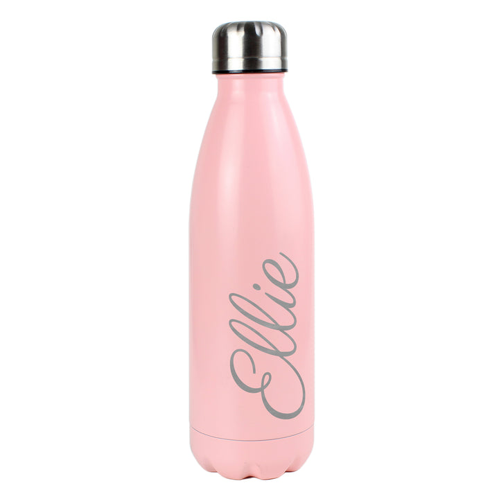 Buy Personalised Pink Metal Insulated Drinks Bottle at www.giftsfinder.co.uk