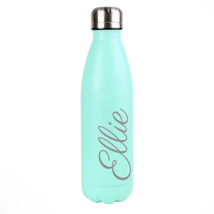 Buy Personalised Mint Green Metal Insulated Drinks Bottle at www.giftsfinder.co.uk