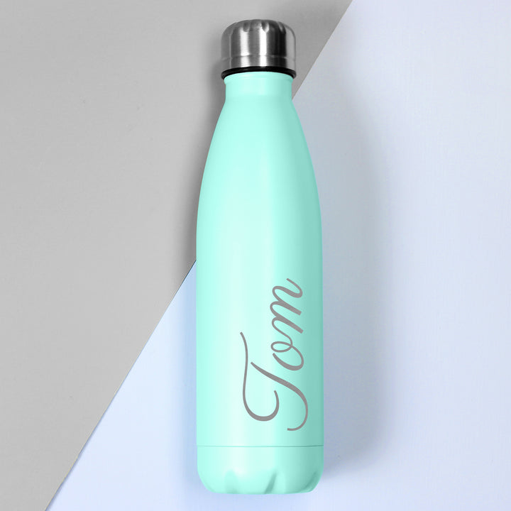 Buy Personalised Mint Green Metal Insulated Drinks Bottle at www.giftsfinder.co.uk