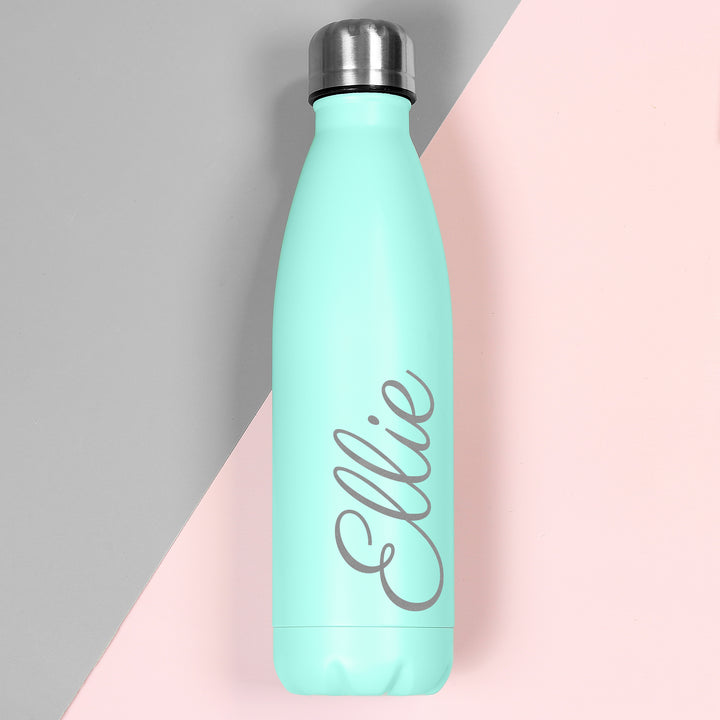 Buy Personalised Mint Green Metal Insulated Drinks Bottle at www.giftsfinder.co.uk