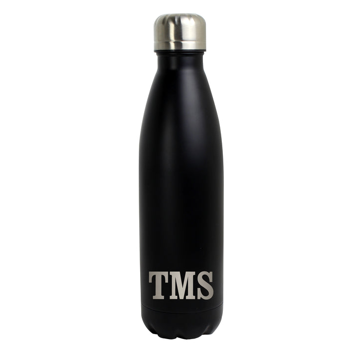 Buy Personalised Initials Black Metal Insulated Drinks Bottle at www.giftsfinder.co.uk