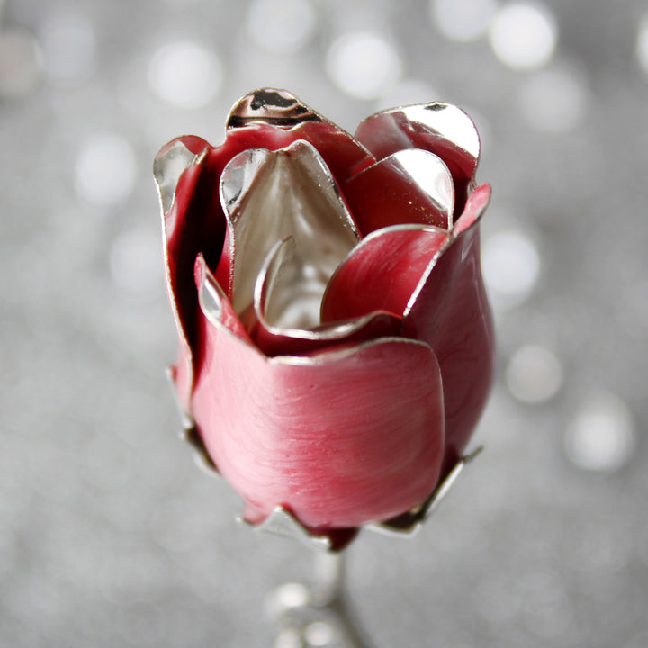 Buy Personalised Free Text Pink Rose Bud Ornament at www.giftsfinder.co.uk