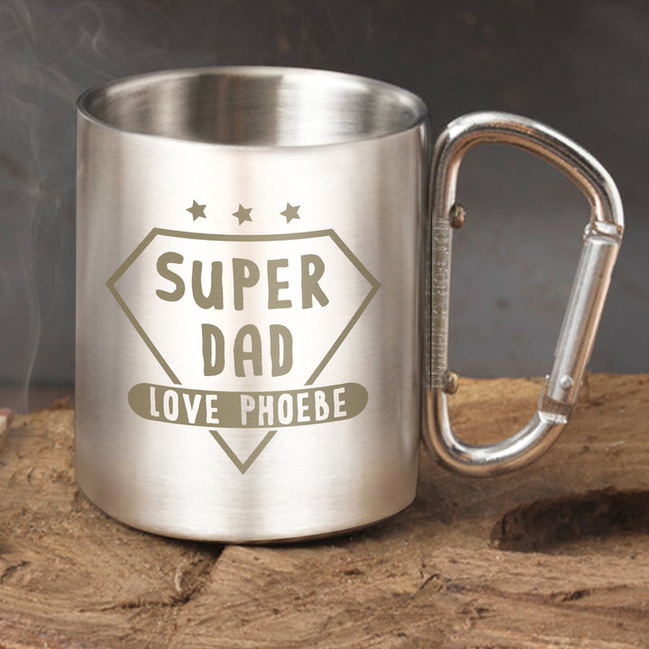 Buy Personalised Super Dad Stainless Steel Mug at www.giftsfinder.co.uk