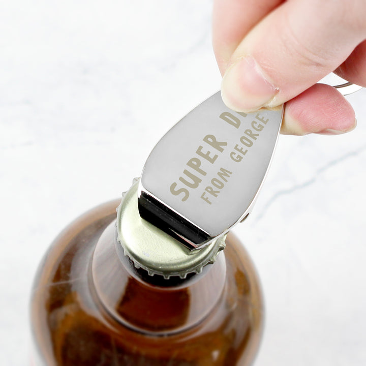 Personalised Super Dad Bottle Opener Keyring - part of the Personalised Keyrings collection