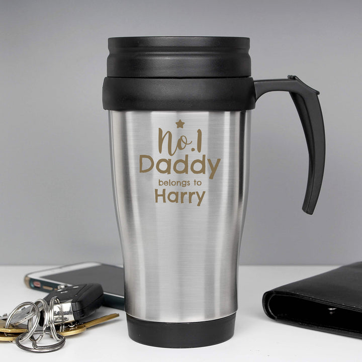 Buy Personalised No.1 Daddy Travel Mug at www.giftsfinder.co.uk